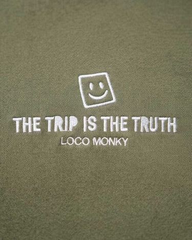 Sudadera boxy Unisex LOCO MONKY Trip B Olive by LOCO MONKY
