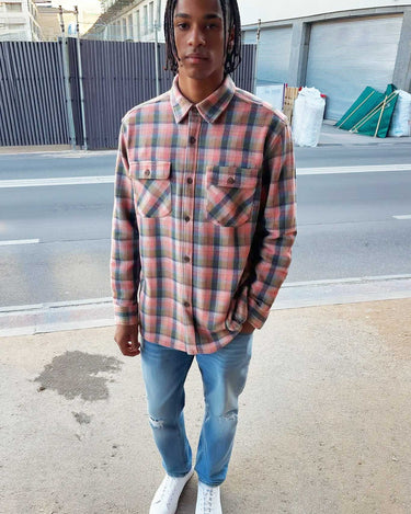 Camisa franela de cuadros hombre Chop Plaid de Loco Monky Pink by LOCO MONKY