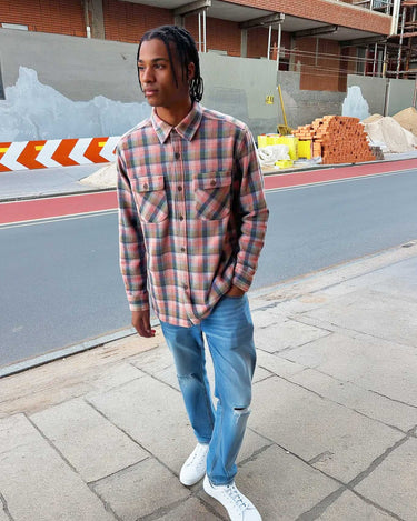 Camisa franela de cuadros hombre Chop Plaid de Loco Monky Pink by LOCO MONKY
