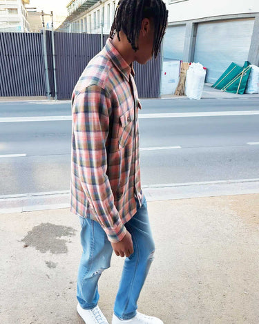 Camisa franela de cuadros hombre Chop Plaid de Loco Monky Pink by LOCO MONKY