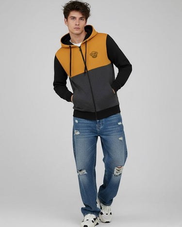 Sudadera con cremallera Chimp de Loco Monky Mustard/Black/DarkGrey by LOCO MONKY