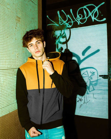 Sudadera con cremallera Chimp de Loco Monky Mustard/Black/DarkGrey by LOCO MONKY
