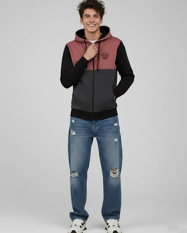 Sudadera con cremallera Chimp de Loco Monky Wine/Black/DarkGrey by LOCO MONKY