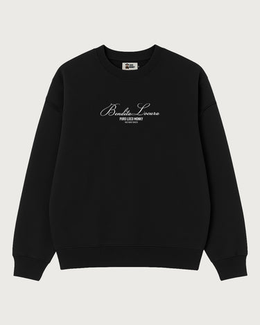Sudadera Unisex Oversize Bendita Locura Bordado de Loco Monky Black by LOCO MONKY