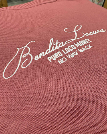 Sudadera Unisex Oversize Bendita Locura Bordado de Loco Monky Wine by LOCO MONKY