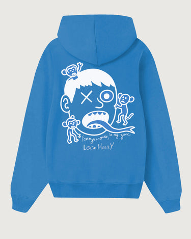 Sudadera Unisex Monos in my face de Loco Monky Blue by LOCO MONKY