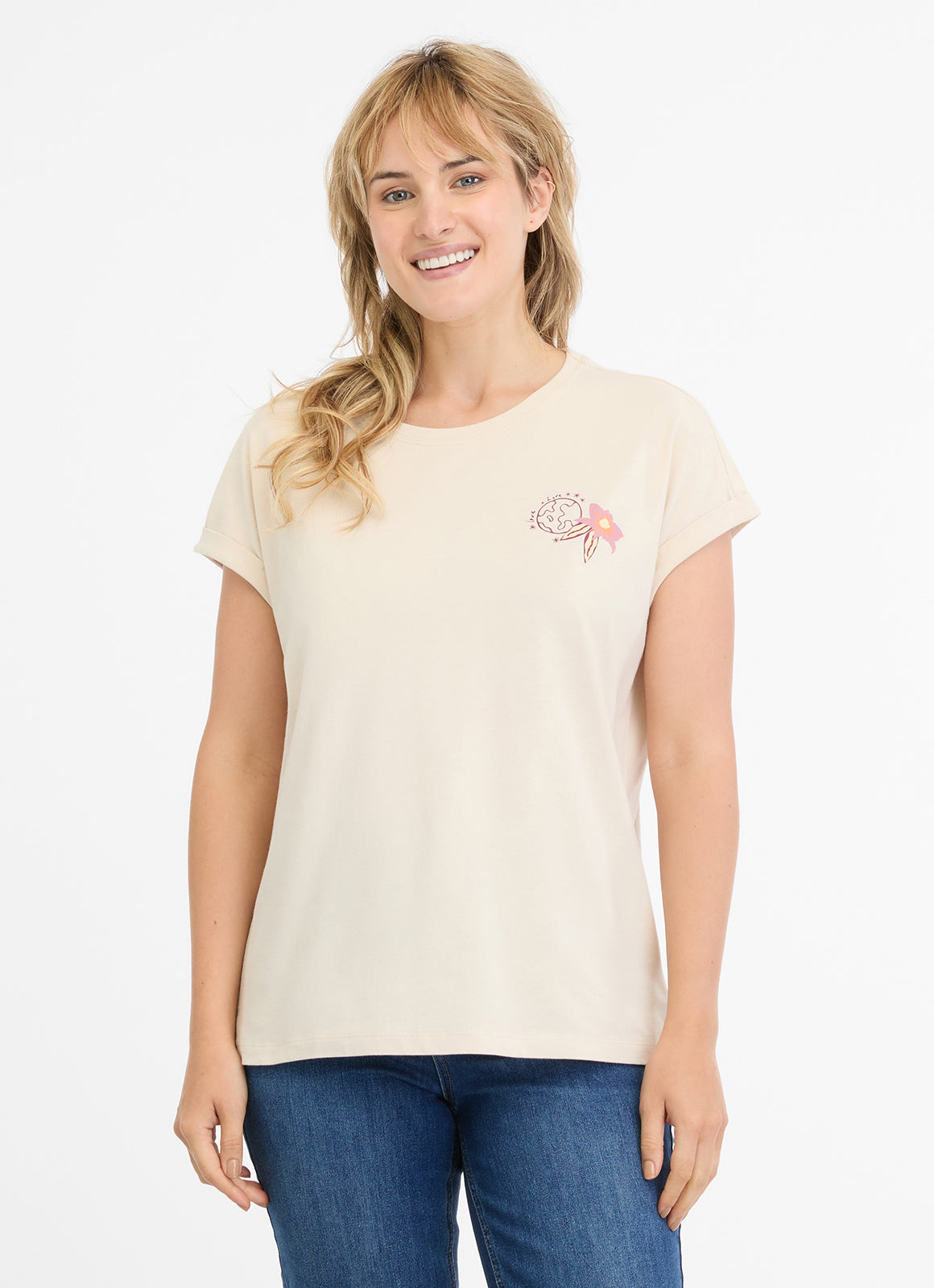 Camiseta de mujer de manga corta de Ragwear Muella ECRU camisetas de mujer ragwear