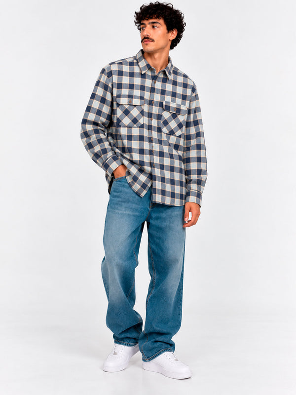 Camisa franela de cuadros hombre Chop Plaid de Loco Monky Blue