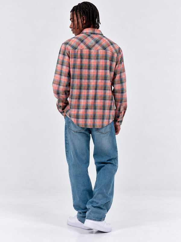 Camisa franela de cuadros hombre Chop Plaid de Loco Monky Pink