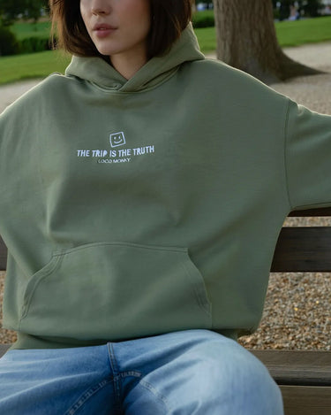 Sudadera boxy Unisex LOCO MONKY Trip B Olive by LOCO MONKY