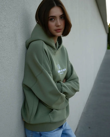 Sudadera boxy Unisex LOCO MONKY Trip B Olive by LOCO MONKY