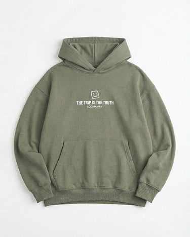 Sudadera boxy Unisex LOCO MONKY Trip B Olive by LOCO MONKY