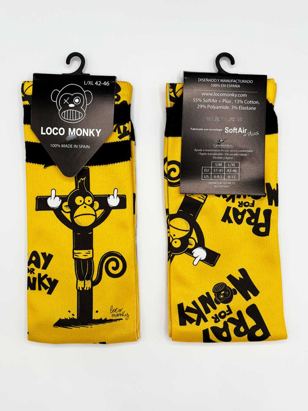 Calcetines unisex de Loco Monky Happy Pray For Monky by LOCO MONKY