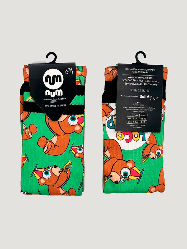 Calcetines Unisex Loco Monky Bear Trumpet Green by LOCO MONKY