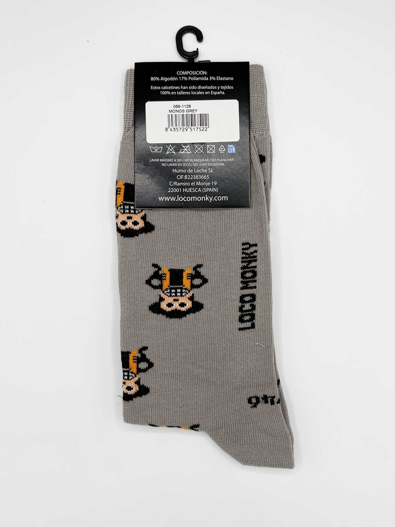 Calcetines Monos de Loco Monky Grey Calcetines LOCO MONKY