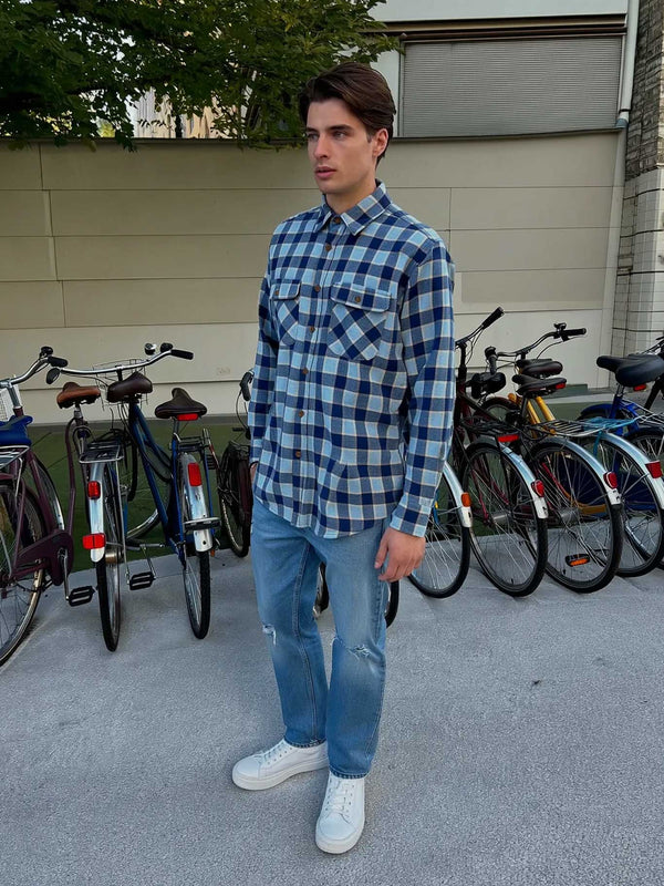 Camisa franela de cuadros hombre Chop Plaid de Loco Monky Blue by LOCO MONKY
