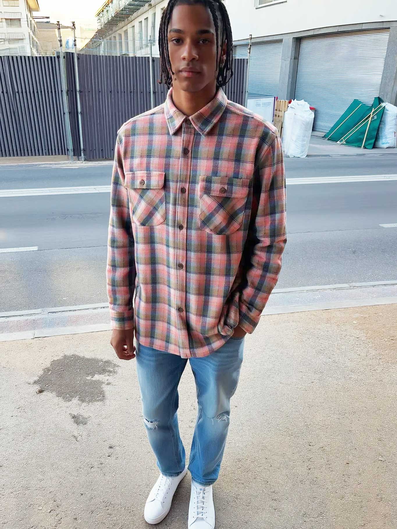 Camisa franela de cuadros hombre Chop Plaid de Loco Monky Pink