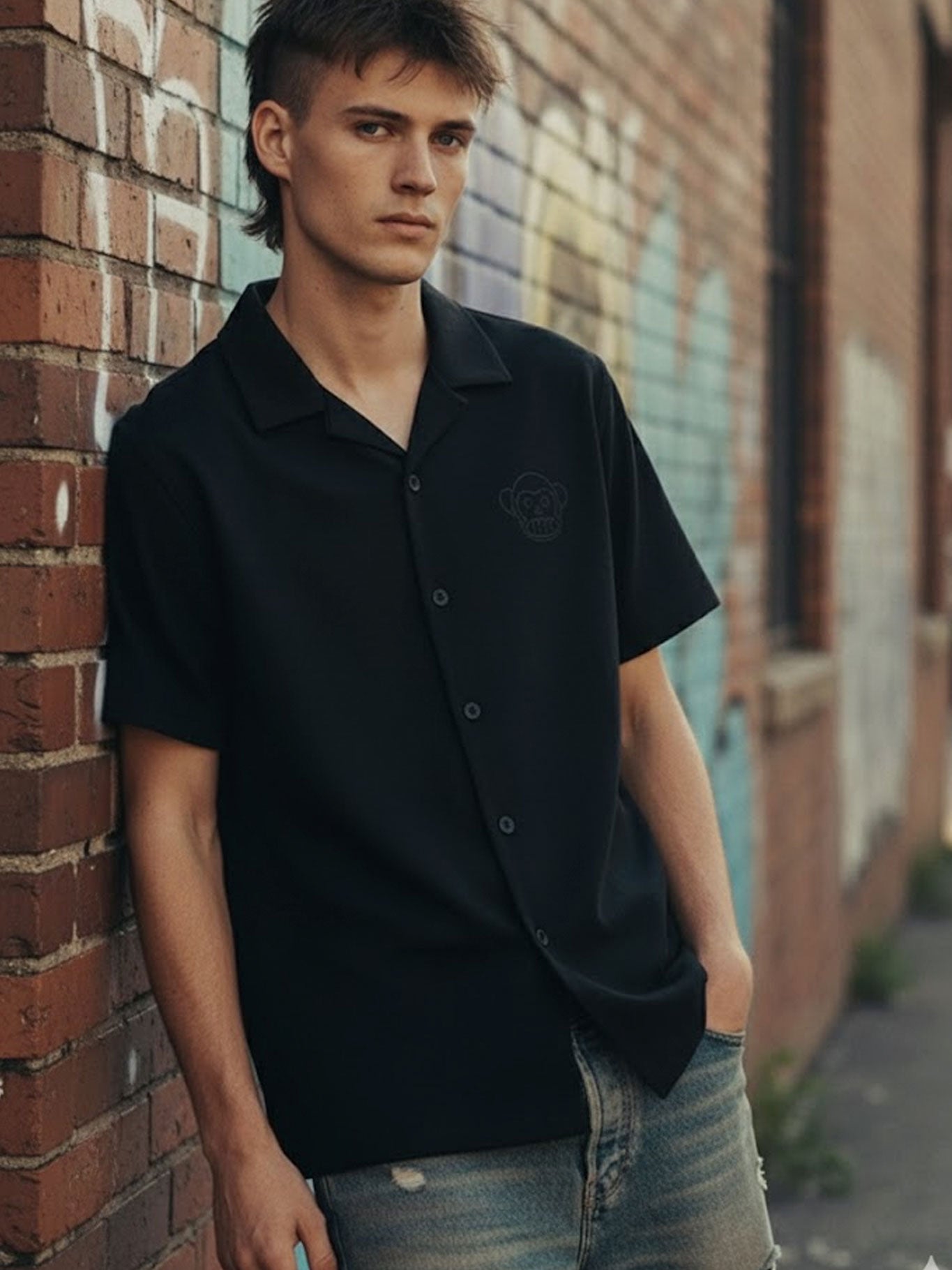 Camisa Unisex Puro Loco B Loco Monky Black De Algodón