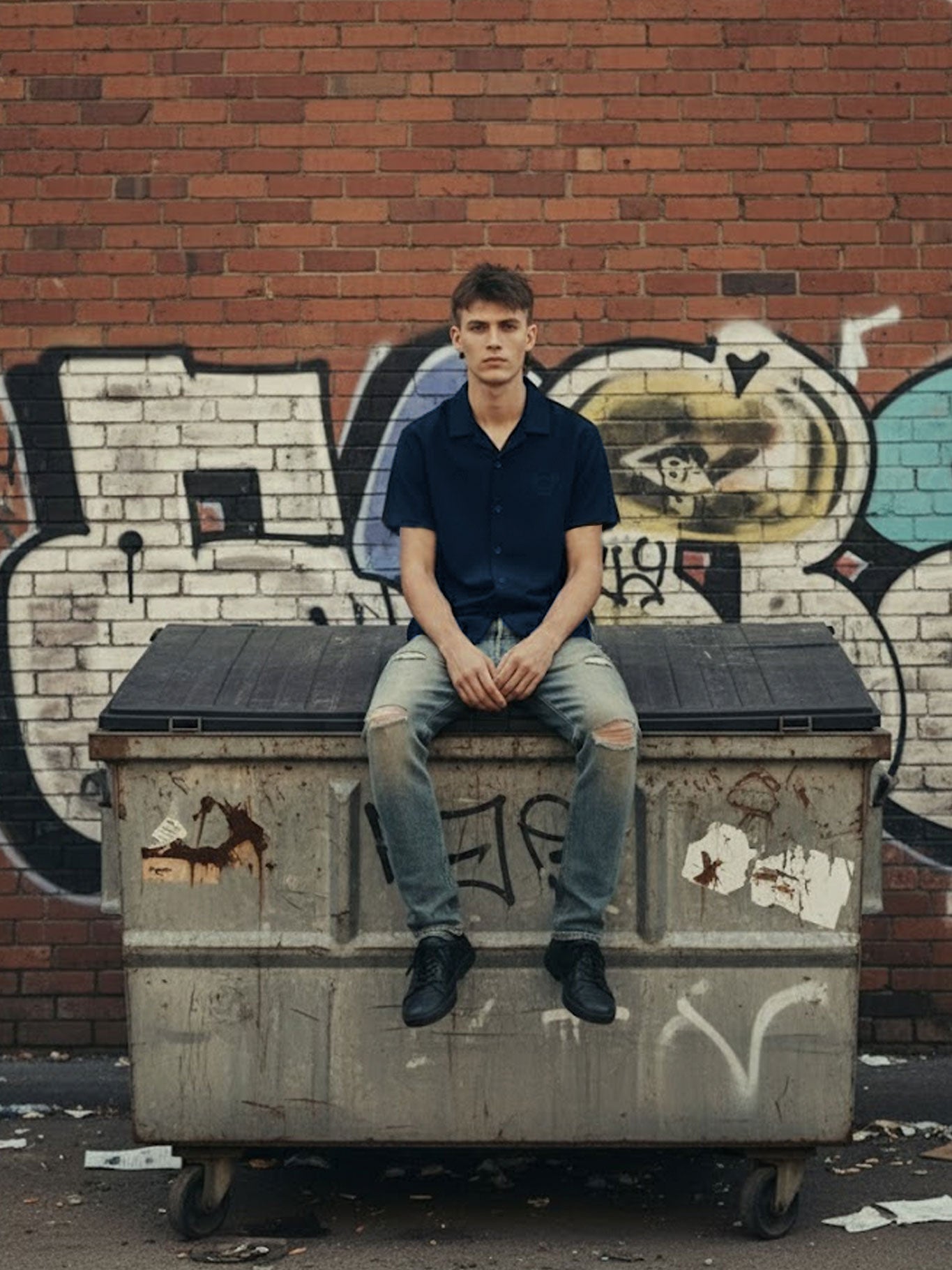 Camisa Unisex Puro Loco B Loco Monky Navy de Algodón