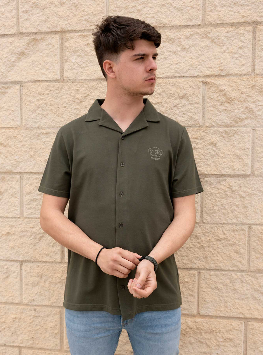 Camisa Unisex Puro Loco B Loco Monky Khaki Moderna y Cómoda