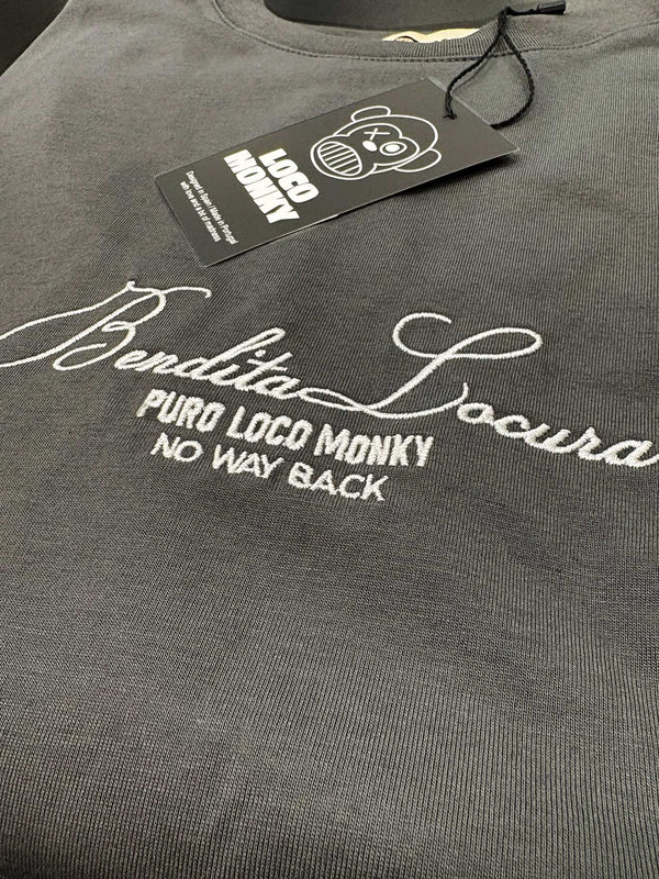 Camiseta Bendita Locura Bordado de Loco Monky Dark Grey by LOCO MONKY