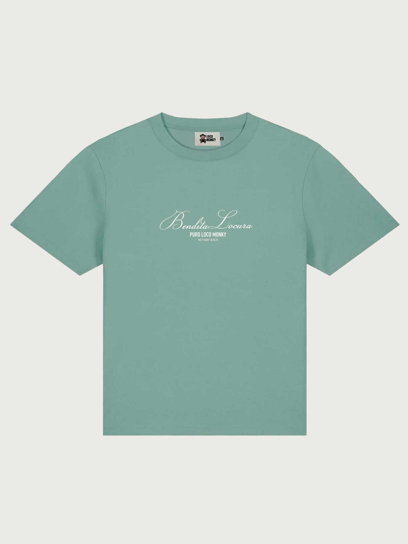 Camiseta Mujer Bendita Locura Bordado de Loco Monky Green