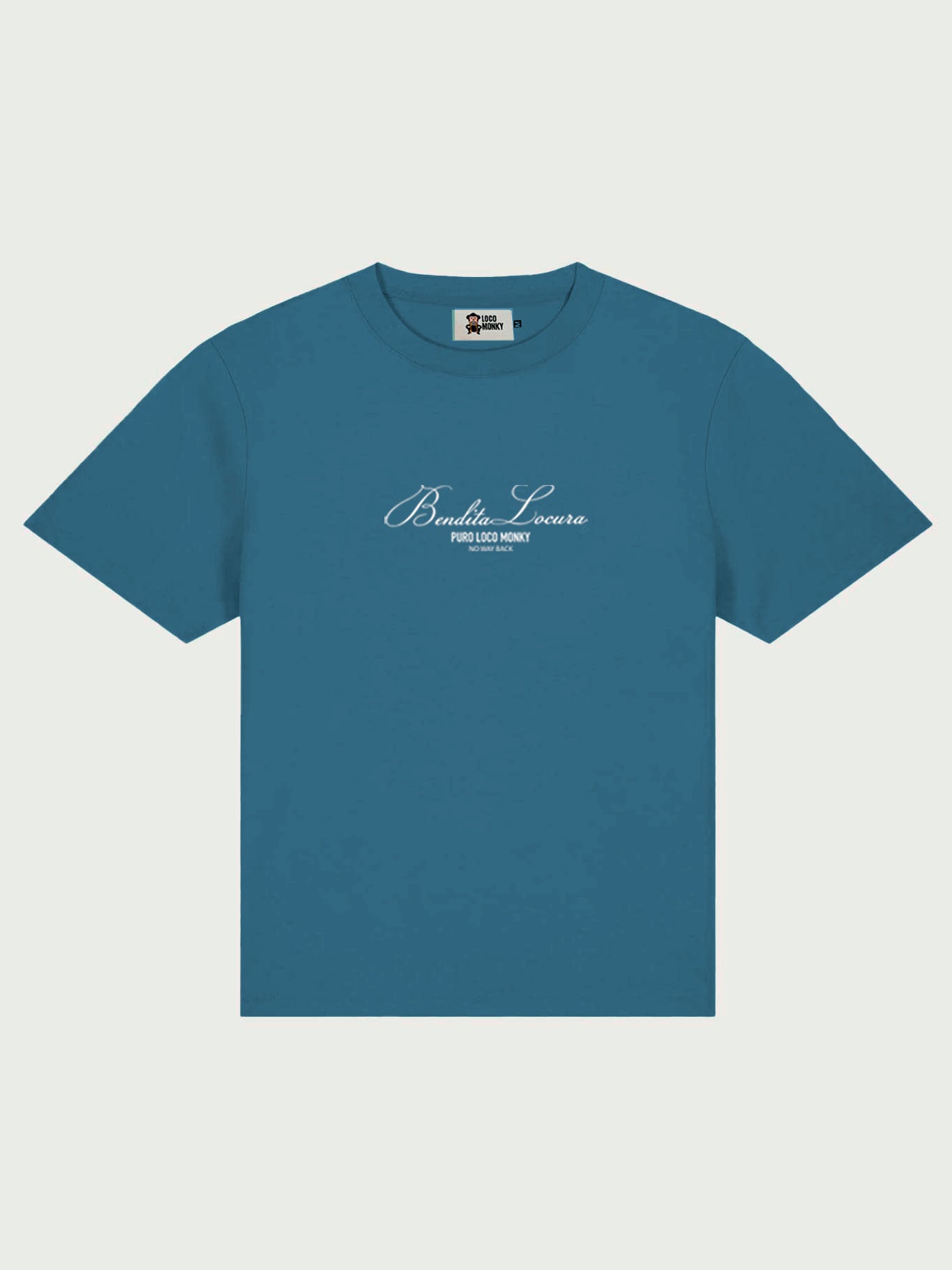 Camiseta Mujer Bendita Locura Bordado de Loco Monky State Blue