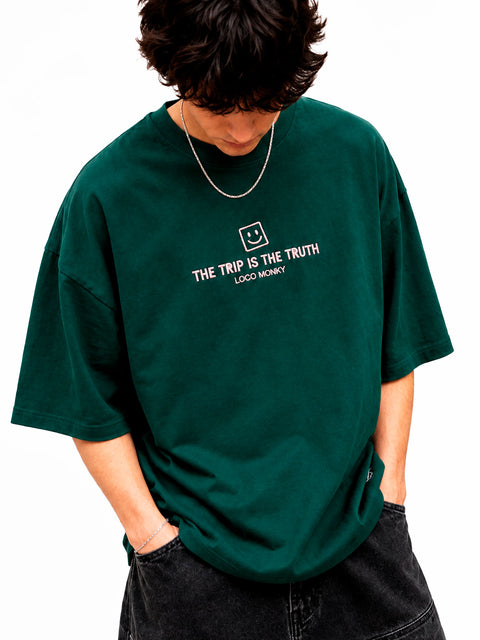 Camiseta boxy  Unisex LOCO MONKY  Trip B Dark Green