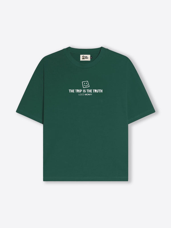 Camiseta boxy Unisex LOCO MONKY Trip B Dark Green by LOCO MONKY