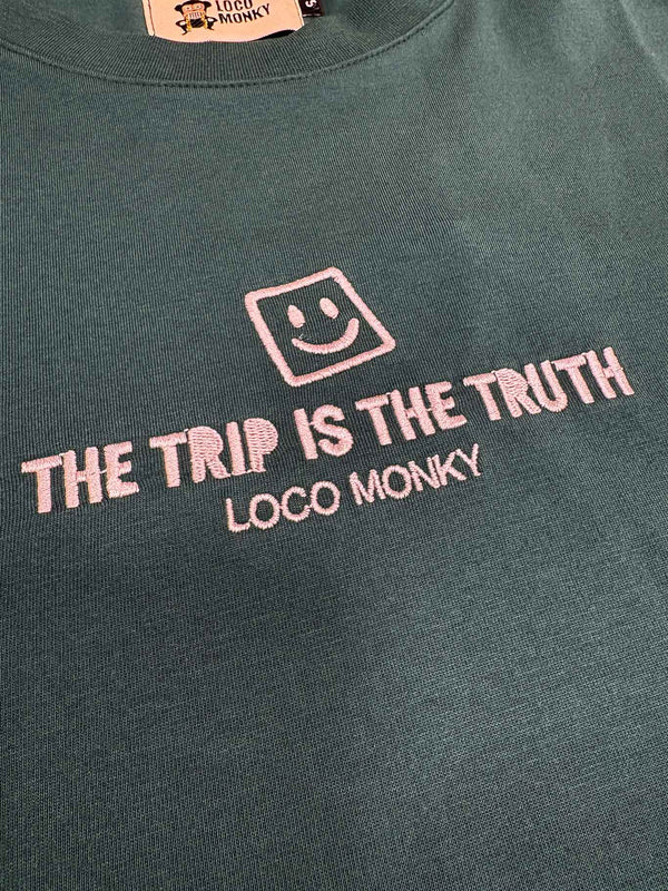 Camiseta boxy Unisex LOCO MONKY Trip B Dark Green by LOCO MONKY