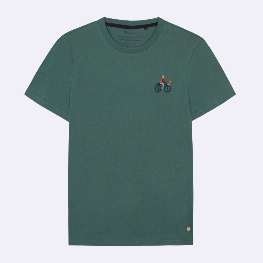 Camiseta de hombre bordado ciclista de Faguo color verde