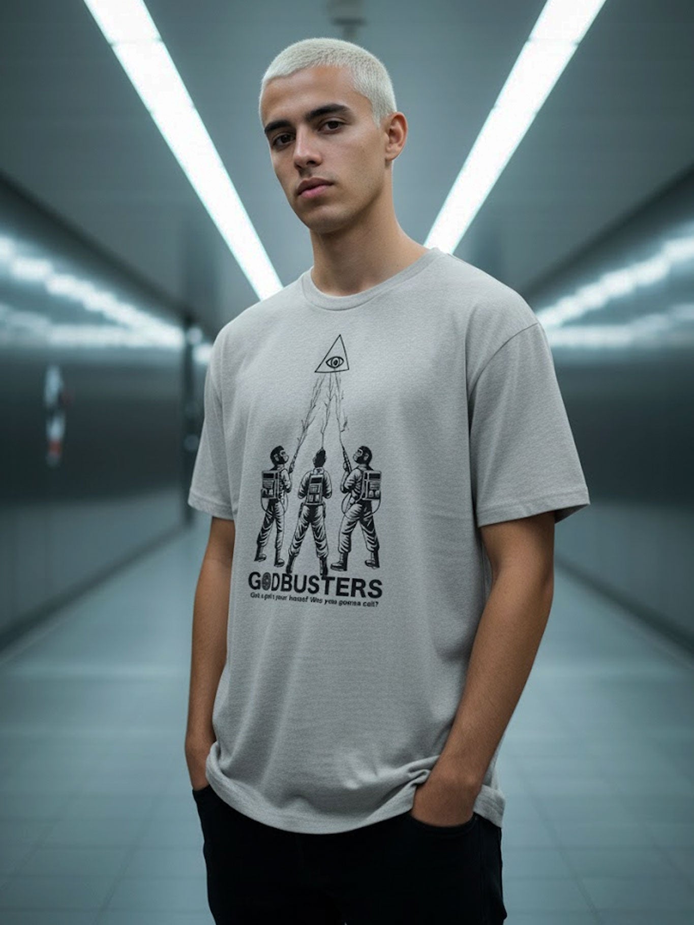 Camiseta Unisex Godbusters Loco Monky Heather Grey Original