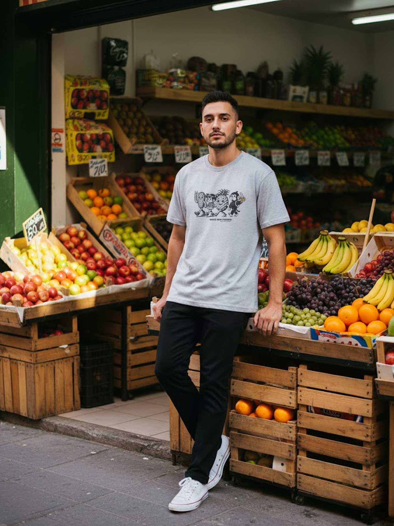 Camiseta Fruits de Loco Monky Heather Grey