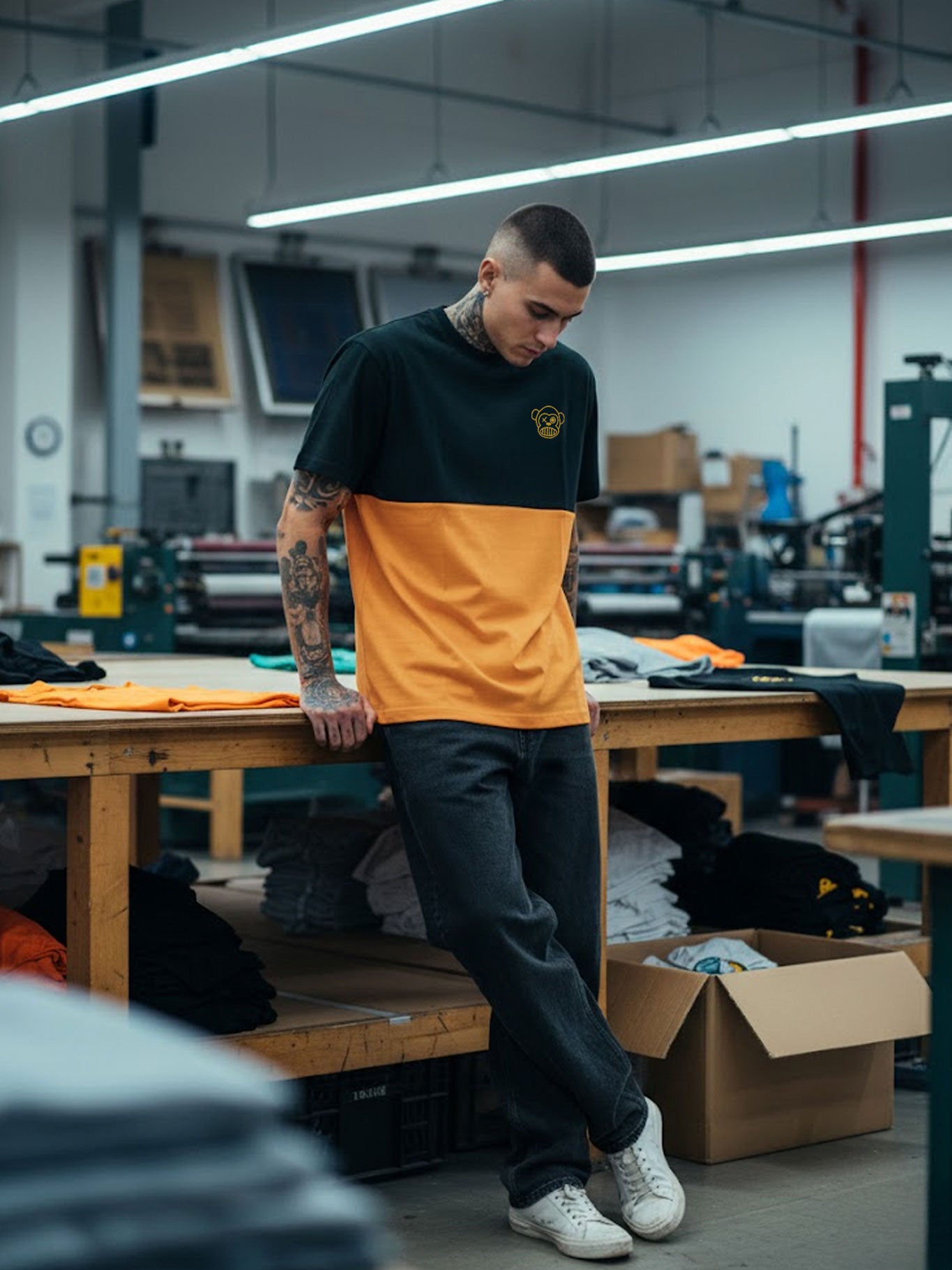 Camiseta Puro Loco Bordado II de Loco Monky Mustard/Black