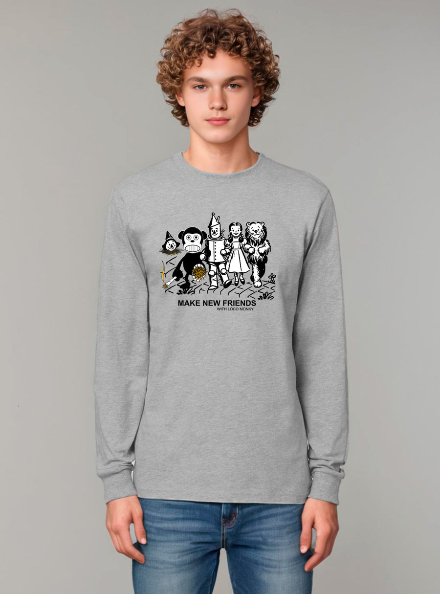 Camiseta manga larga Make New Friends de Loco Monky heather grey