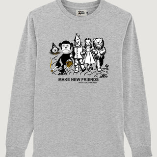 Camiseta manga larga Make New Friends de Loco Monky heather grey camisetas de hombre LOCO MONKY