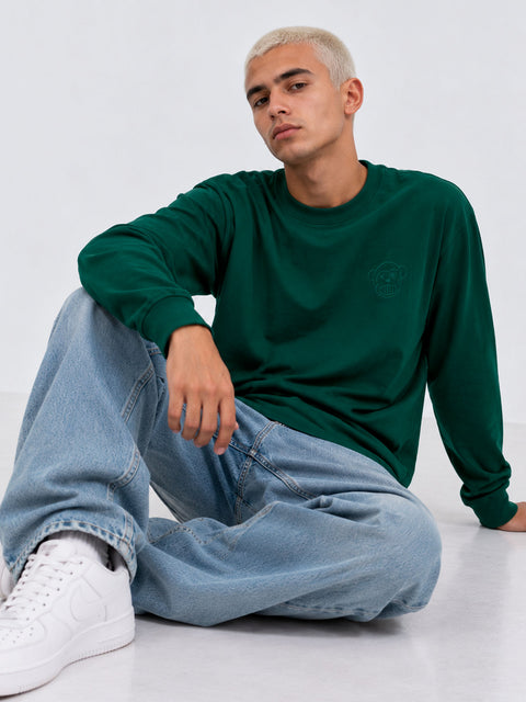Camiseta de Manga Larga para Hombre de Loco Monky color Dark Green