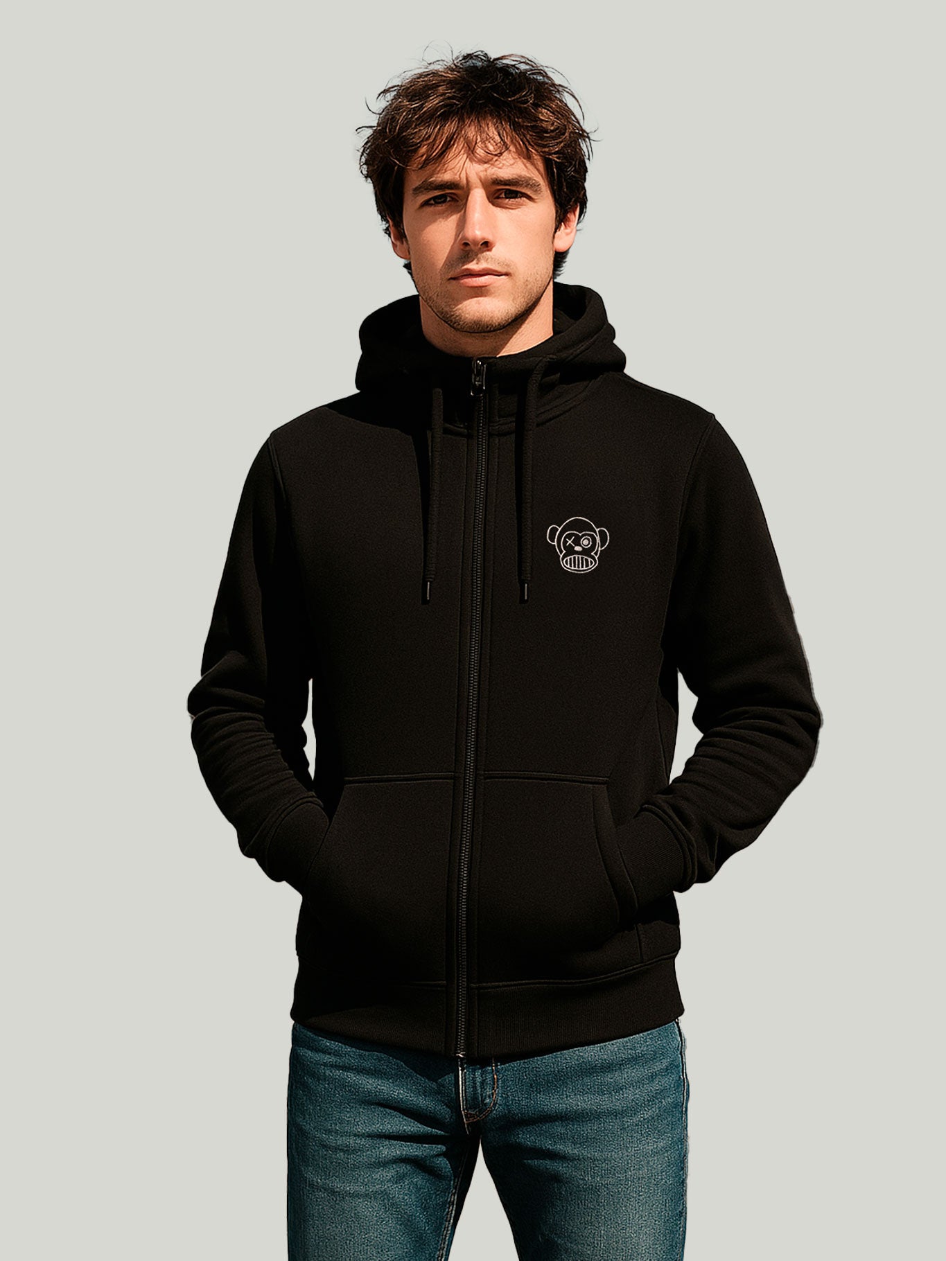 Sudadera con cremallera Chimp de Loco Monky Black
