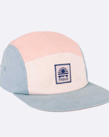 Gorra Faguo 5 panales rosa/crudo/azul claro retro con logo frontal. - NUM wear