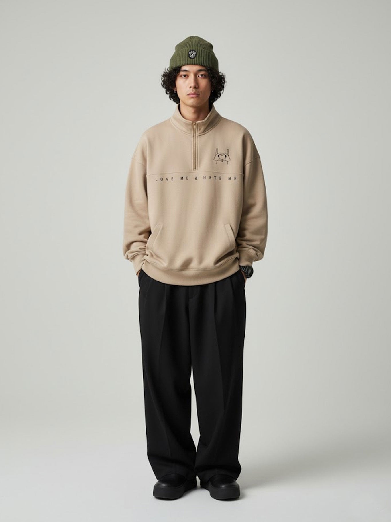 Sudadera unisex Oversize Love Me & Hate Me II logo bordado de Loco Monky