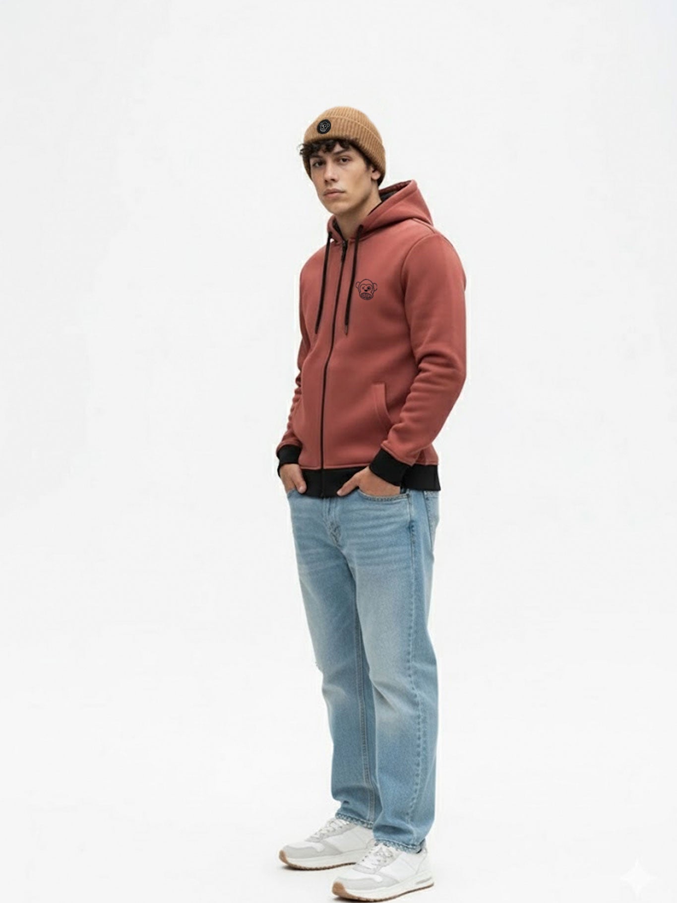 Sudadera con cremallera Chimp de Loco Monky Wine