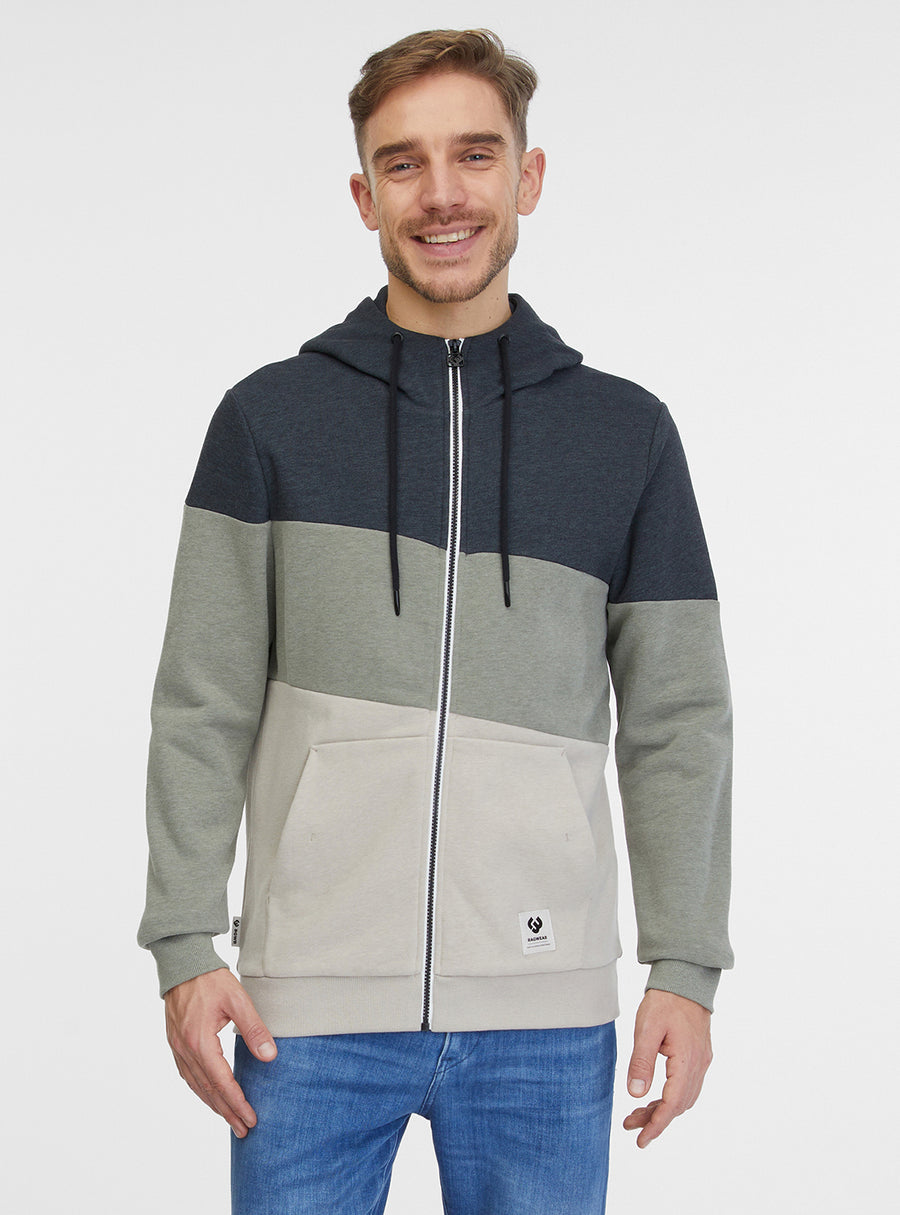 Sudadera tricolor de hombre con cremallera TRETY de Ragwear