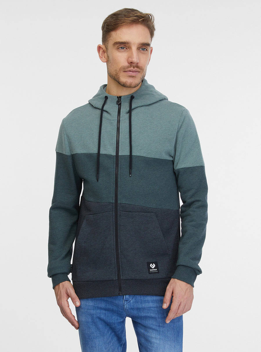 Sudadera tricolor de hombre con cremallera TRETY de Ragwear