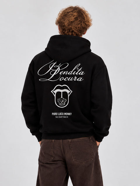 Sudadera Unisex Bendita Locura III de Loco Monky Black