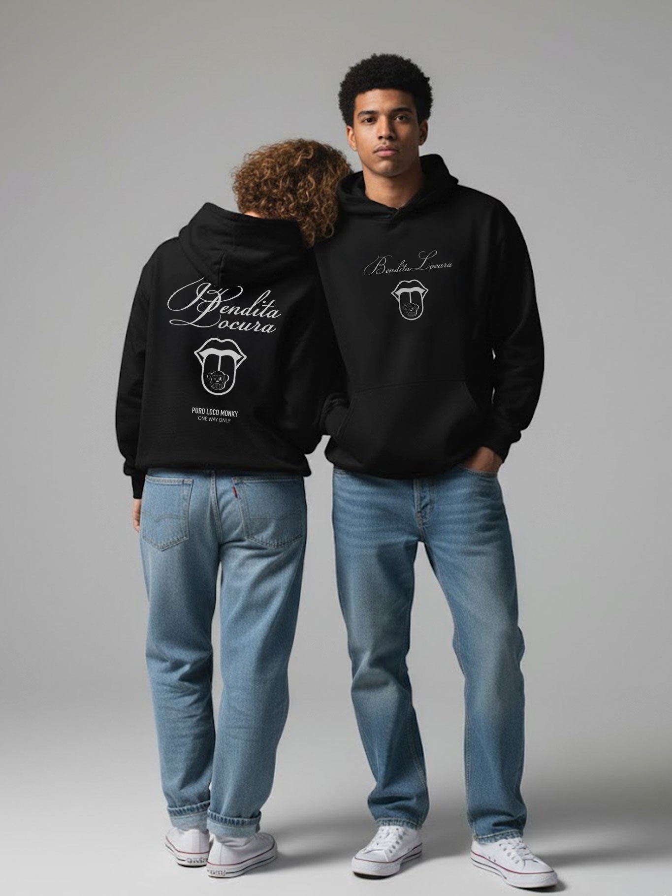 Sudadera Unisex Bendita Locura III de Loco Monky Black