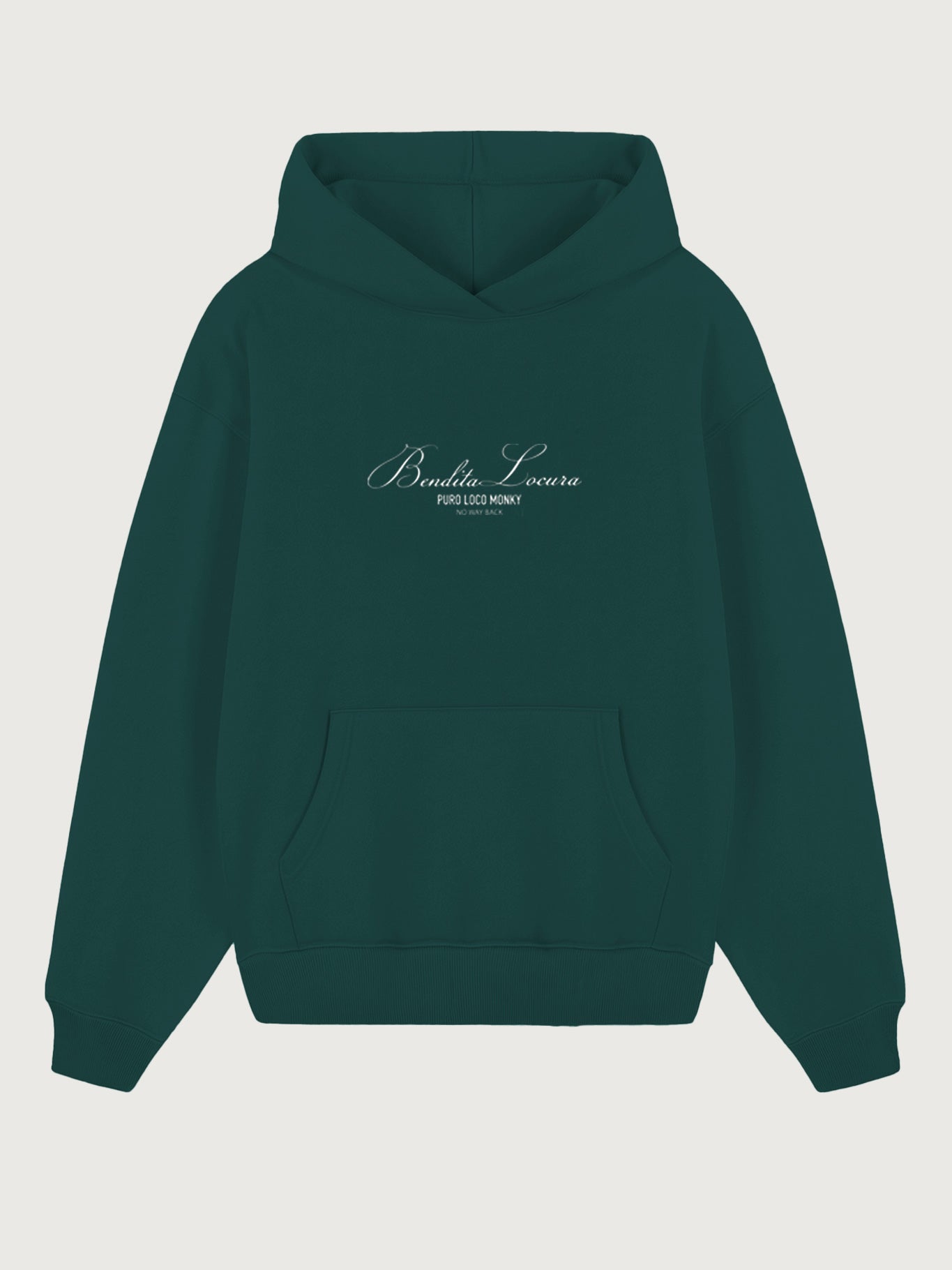 Sudadera Unisex Bendita Locura Bordado de Loco Monky Dark Green