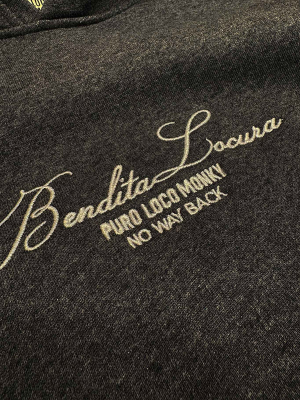 Sudadera Unisex Bendita Locura Bordado de Loco Monky Dark Grey by LOCO MONKY