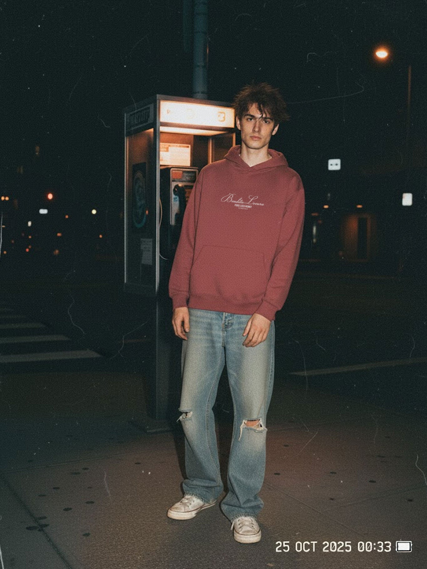 Sudadera Unisex Bendita Locura Bordado de Loco Monky Wine