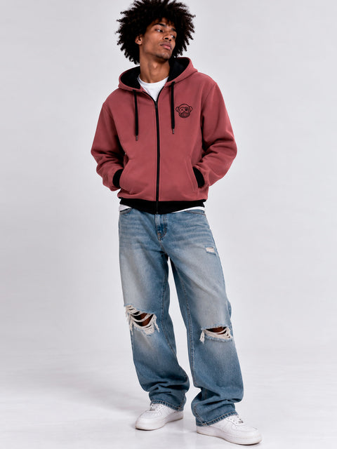 Sudadera con cremallera Chimp de Loco Monky Wine