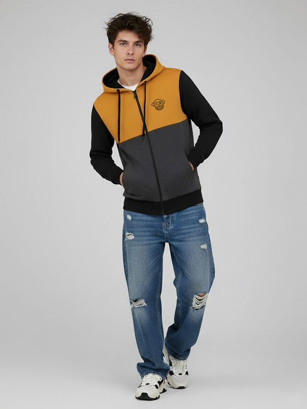 Sudadera con cremallera Chimp de Loco Monky Mustard/Black/DarkGrey by LOCO MONKY
